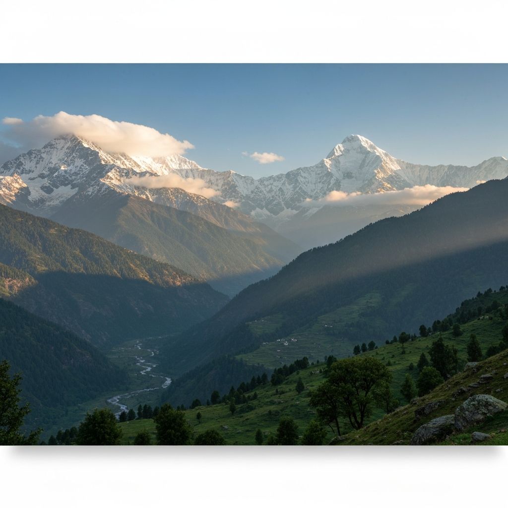 Majestic Himalayan mountains at golden hour